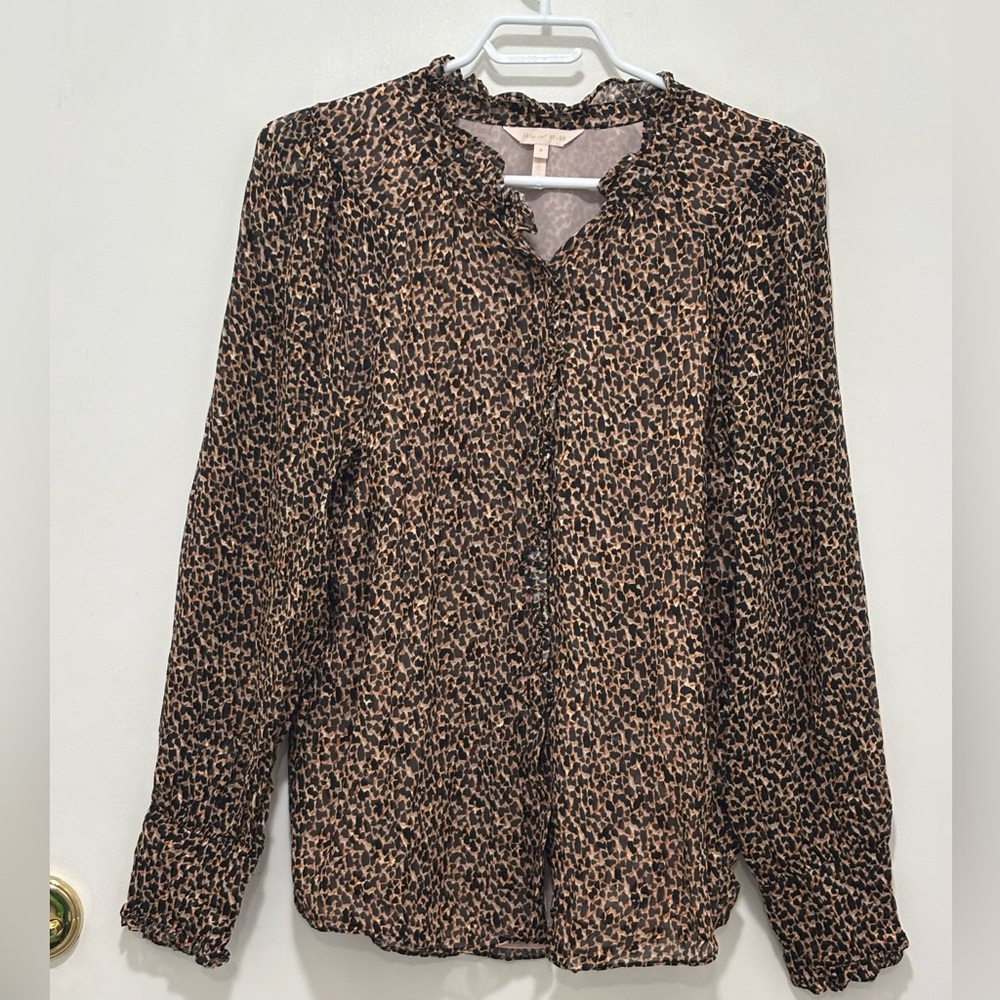 Rebecca Taylor Silk Animal Print Button down Shirt. Size 8